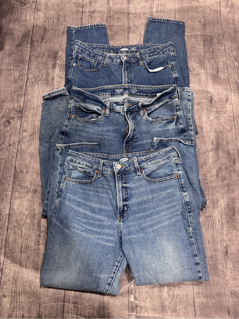 3 pairs of Old Navy High-Rise OG Straight Secret Smooth Pocket Jeans